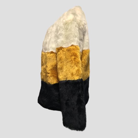 Solitaire Faux Fur Color Block Coat – Large - NWT - Picture 2 of 5